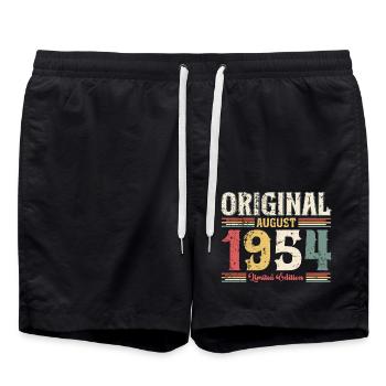 70th Birthday Original August 1954 Year 1954 - Swim Trunks - black - Front - AI Model Male 185 light (185cm)
