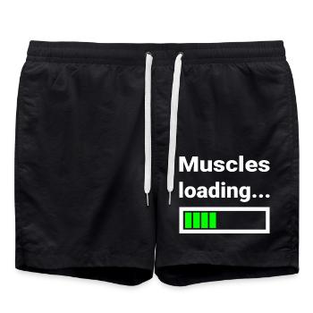 Muscles Are Loaded Funny Shirt For Sports - Swim Trunks - black - Front - AI Model Male 185 light (185cm)