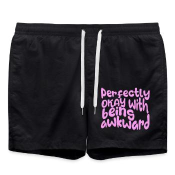perfectly okay with being awkward, hier in pink - Swim Trunks - black - Front - AI Model Male 185 light (185cm)
