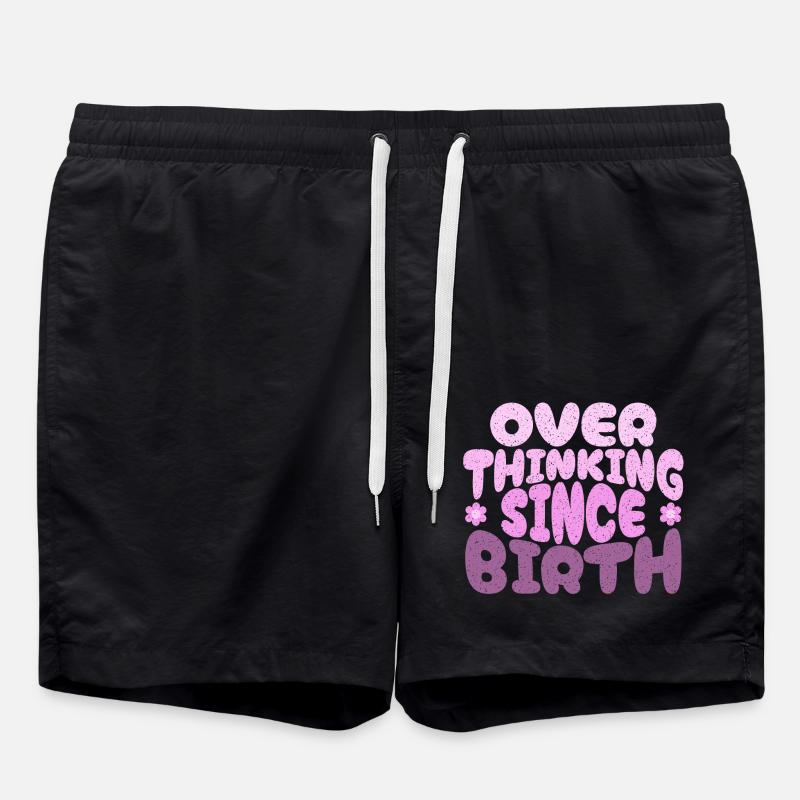 Overthinking since birth in pink - Swim Trunks - black