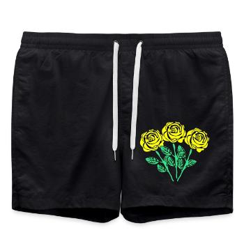 Roses jaunes - Short de bain - noir - Devant - AI Model Male 185 light (185cm)