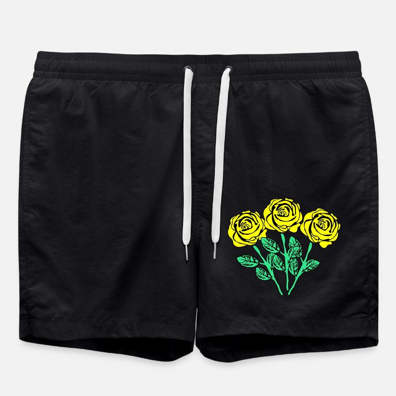 gelbe rosen - Badeshorts - Schwarz