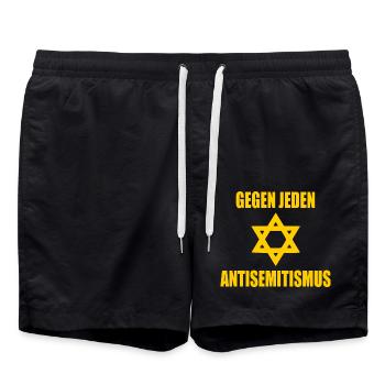 Contre tout antisémitisme - Short de bain - noir - Devant - AI Model Male 185 light (185cm)