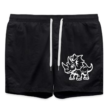 dinosaur Triceratops - Swim Trunks - black - Front - AI Model Male 185 light (185cm)