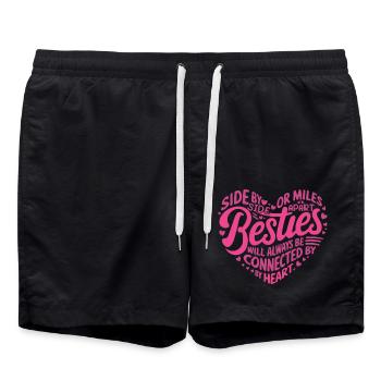 Besties will always be connected by Heart | BFF - Short de bain - noir - Devant - AI Model Male 185 light (185cm)