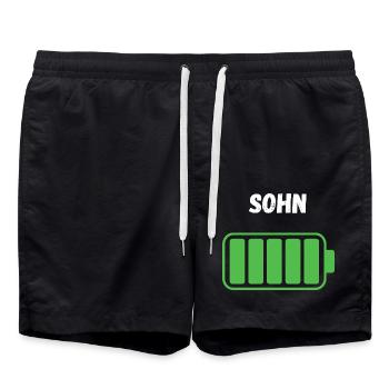 Sohn - Voller Akku - Badeshorts - Schwarz - Vorne - AI Model Male 185 light (185cm)