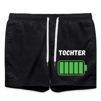 Tochter - Voller Akku - Badeshorts - Schwarz - Vorne - AI Model Male 185 light (185cm)