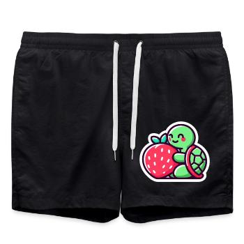Cute Turtle Hugs a sweet Strawberry - Swim Trunks - black - Front - AI Model Male 185 light (185cm)