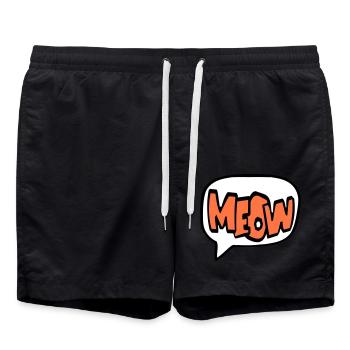 Meow Cat Meow Letters Speech Bubble Text Quote - Swim Trunks - black - Front - AI Model Male 185 light (185cm)