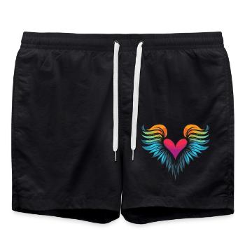 Heart Wings Angel Love - Swim Trunks - black - Front - AI Model Male 185 light (185cm)
