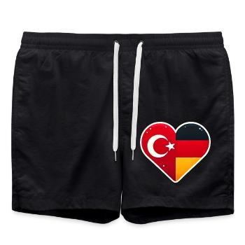 TurkishGerman Heart Flag Unity - Swim Trunks - black - Front - AI Model Male 185 light (185cm)