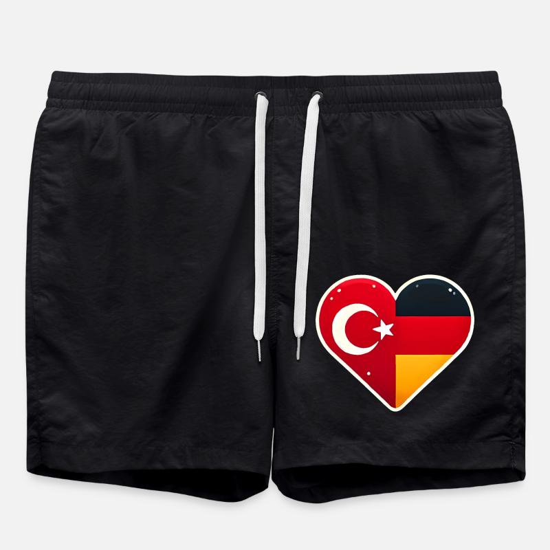 TurkishGerman Heart Flag Unity - Swim Trunks - black