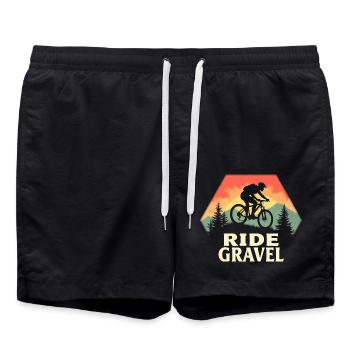 Ride Grave Gravel Bike Rennrad Cyclocross - Badeshorts - Schwarz - Vorne - AI Model Male 185 light (185cm)