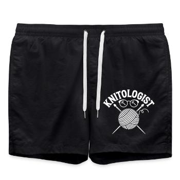 Master of knitting - Swim Trunks - black - Front - AI Model Male 185 light (185cm)