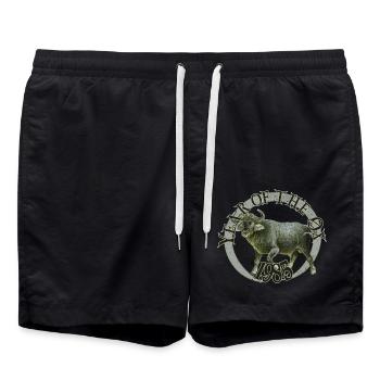 Année du Buffle – 1985 Force et endurance - Short de bain - noir - Devant - AI Model Male 185 light (185cm)