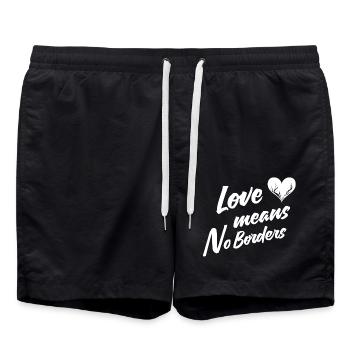 L’amour signifie qu’il n’y a pas de frontières - Short de bain - noir - Devant - AI Model Male 185 light (185cm)