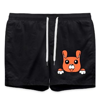 Dog Behind Wall Fence Sign Peeping Happy Cute - Swim Trunks - black - Front - AI Model Male 185 light (185cm)