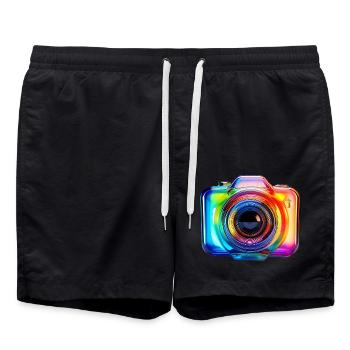 Colorful camera in modern glass design - Swim Trunks - black - Front - AI Model Male 185 light (185cm)