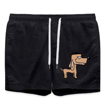 Chien Se Tient Méchant Méchant Dents Dangereuses Monstre Fun - Short de bain - noir - Devant - AI Model Male 185 light (185cm)