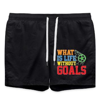 What Is Life Without Goals 30 - Badeshorts - Schwarz - Vorne - AI Model Male 185 light (185cm)