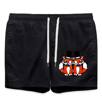 2 Foxes Friends Lunettes Monocle Homme Top Hat - Short de bain - noir - Devant - AI Model Male 185 light (185cm)
