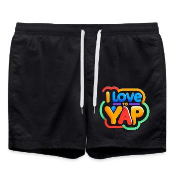 I Love To Yap 12 - Badeshorts - Schwarz - Vorne - AI Model Male 185 light (185cm)