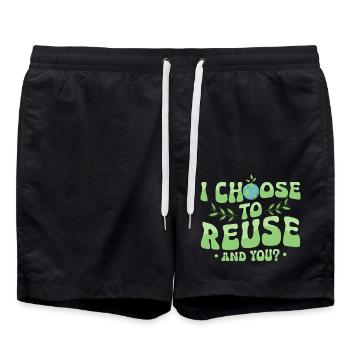 I Choose To Reuse. And you? Earth Day Planet - Swim Trunks - black - Front - AI Model Male 185 light (185cm)