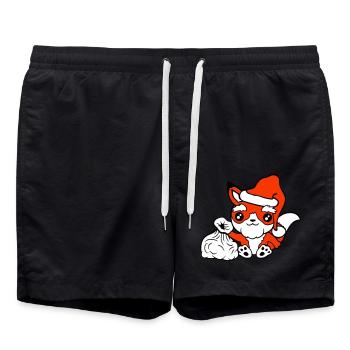 Fuchs Rotfuchs Weihnachtsmann Weihnachten Geschenk - Badeshorts - Schwarz - Vorne - AI Model Male 185 light (185cm)