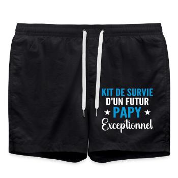 Personalisiertes Geschenk für den zukünftigen Opa Survival Kit - Badeshorts - Schwarz - Vorne - AI Model Male 185 light (185cm)
