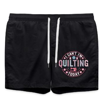 I Can't I'm Quilting Today Quilter Sewing - Badeshorts - Schwarz - Vorne - AI Model Male 185 light (185cm)