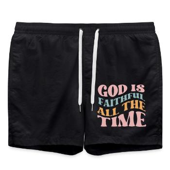 Dieu est fidèle en tout temps - Short de bain - noir - Devant - AI Model Male 185 light (185cm)