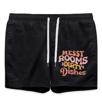 Messy Rooms Dirty Dishes - Badeshorts - Schwarz - Vorne - AI Model Male 185 light (185cm)