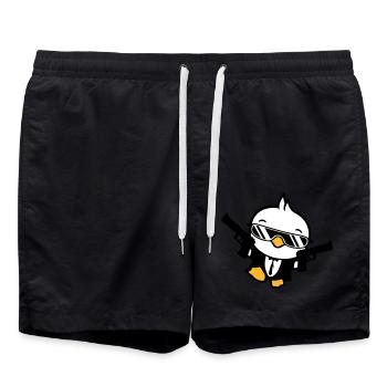 Vogel 2 Waffen Pistolen Agent Sonnenbrille Cool - Badeshorts - Schwarz - Vorne - AI Model Male 185 light (185cm)