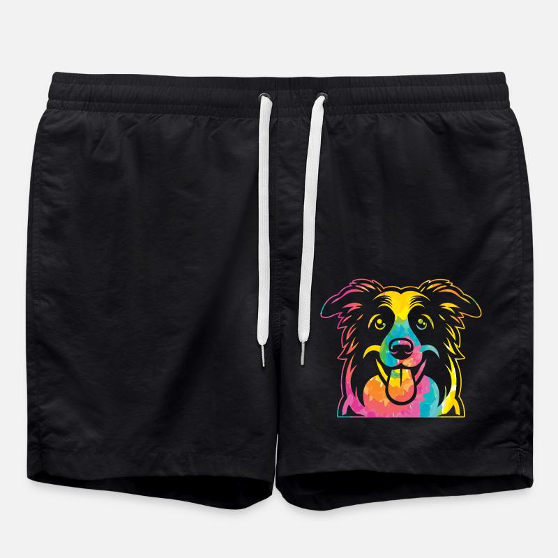 Border Collie - Badeshorts - Schwarz