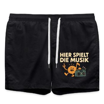 Here The Music Plays - Drôle - Short de bain - noir - Devant - AI Model Male 185 light (185cm)
