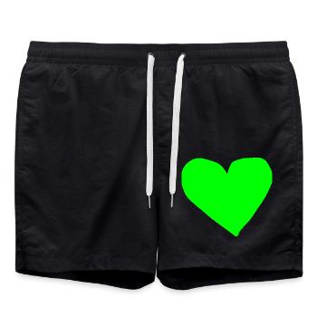 Heart Green Gift Idea Light Green Love Grass Green - Swim Trunks - black - Front - AI Model Male 185 light (185cm)
