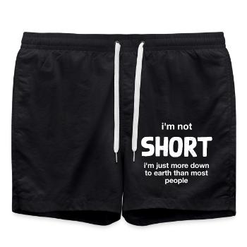 I'm not short I'm just more down to earth - Swim Trunks - black - Front - AI Model Male 185 light (185cm)