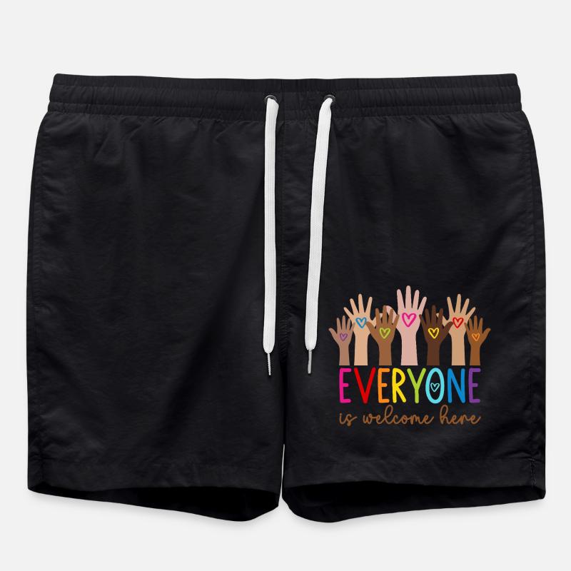 Everyone is welcome here - Swim Trunks - black