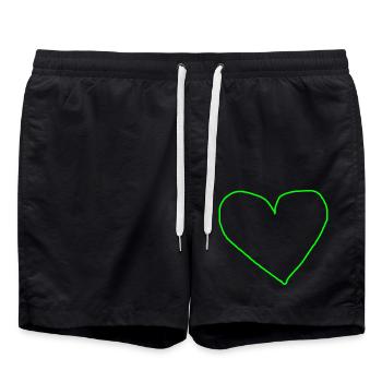 Herz grün hellgrün Geschenkidee Liebe verliebt - Badeshorts - Schwarz - Vorne - AI Model Male 185 light (185cm)