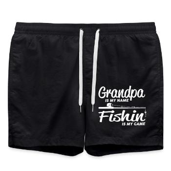 Grandpa Is My Name Fishing Is My Game - Swim Trunks - black - Front - AI Model Male 185 light (185cm)