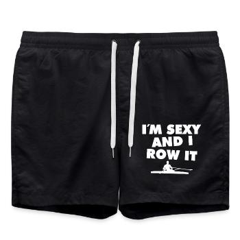 I´m Sexy And I Row It - Rowing - Rudern - Ruderer - Badeshorts - Schwarz - Vorne - AI Model Male 185 light (185cm)