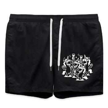 Einhorn Team Lustig Party - Badeshorts - Schwarz - Vorne - AI Model Male 185 light (185cm)