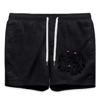 Einhorn Team Lustig Party - Badeshorts - Schwarz - Vorne - AI Model Male 185 light (185cm)