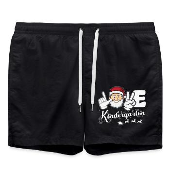 Santa Loves Kindergarten - Swim Trunks - black - Front - AI Model Male 185 light (185cm)