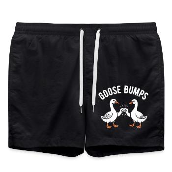 Goose bumps - Geese with Fistbump - Word Game - Swim Trunks - black - Front - AI Model Male 185 light (185cm)