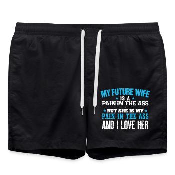 I Love My Wife - Swim Trunks - black - Front - AI Model Male 185 light (185cm)