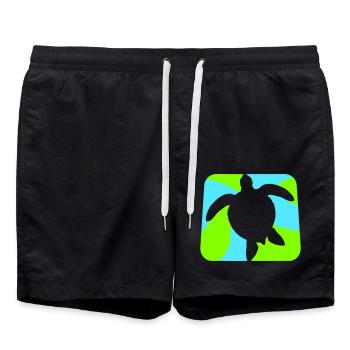 Wasserschildkröte schwimmt Logo Symbol Silhouette - Badeshorts - Schwarz - Vorne - AI Model Male 185 light (185cm)