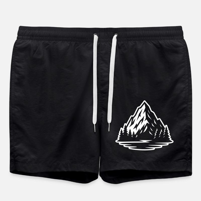 Mountain Landscape Symbol Mountain - Swim Trunks - black