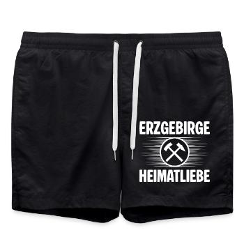 Erzgebirge Heimatliebe - Badeshorts - Schwarz - Vorne - AI Model Male 185 light (185cm)