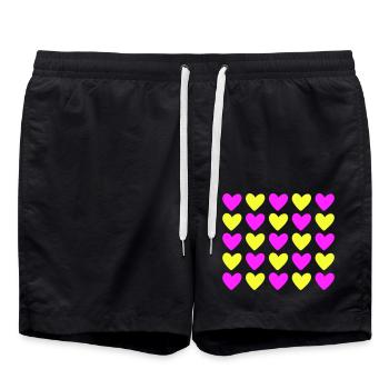 Hearts Colorful Heart Love - Swim Trunks - black - Front - AI Model Male 185 light (185cm)